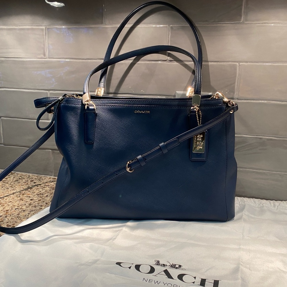 Coach Saffiano Leather Navy Carryall